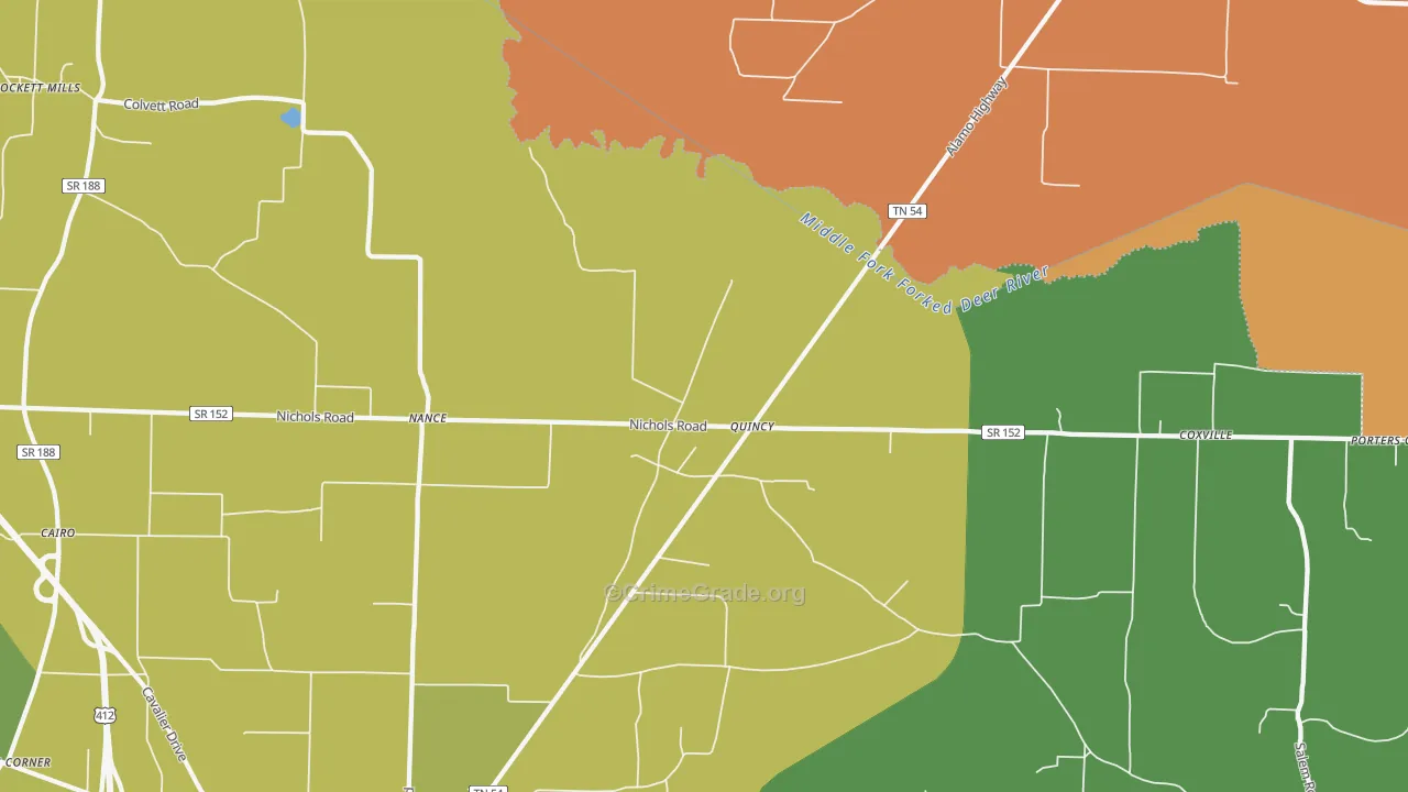 Quincy, TN Map of Theft Rates