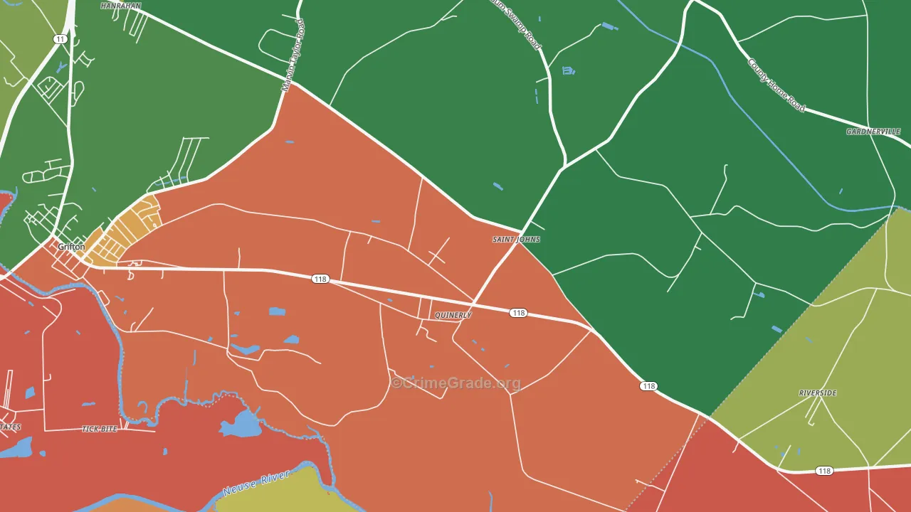 Quinerly, NC Map of Theft Rates