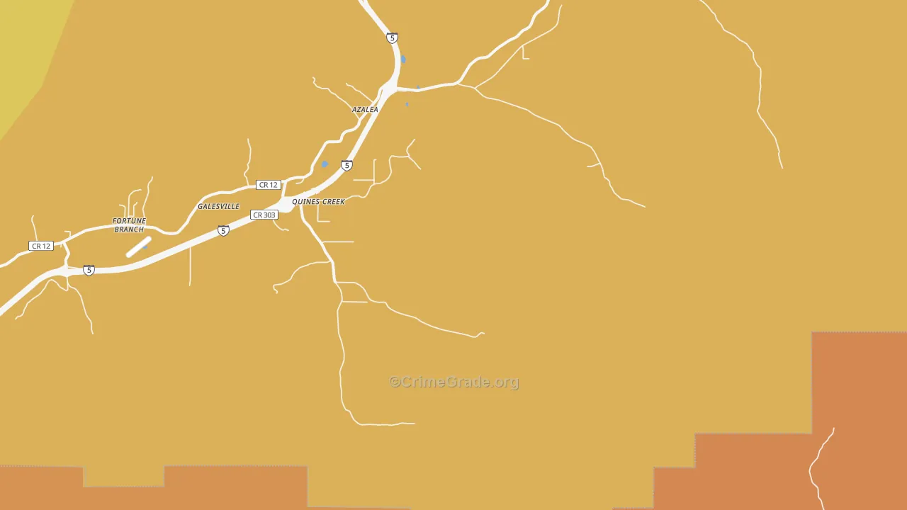 Quines Creek, OR Map of Theft Rates