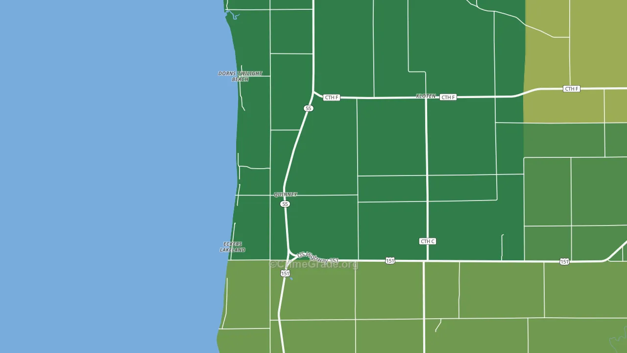 Quinney, WI Map of Theft Rates