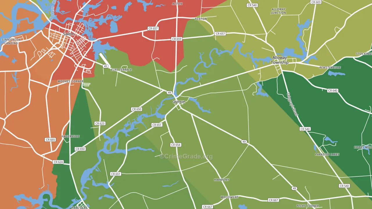 Quinton, NJ Map of Theft Rates