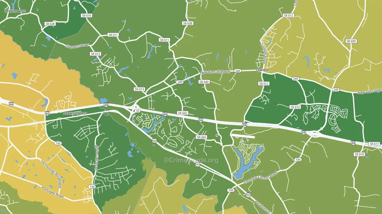 Quinton, VA Map of Theft Rates