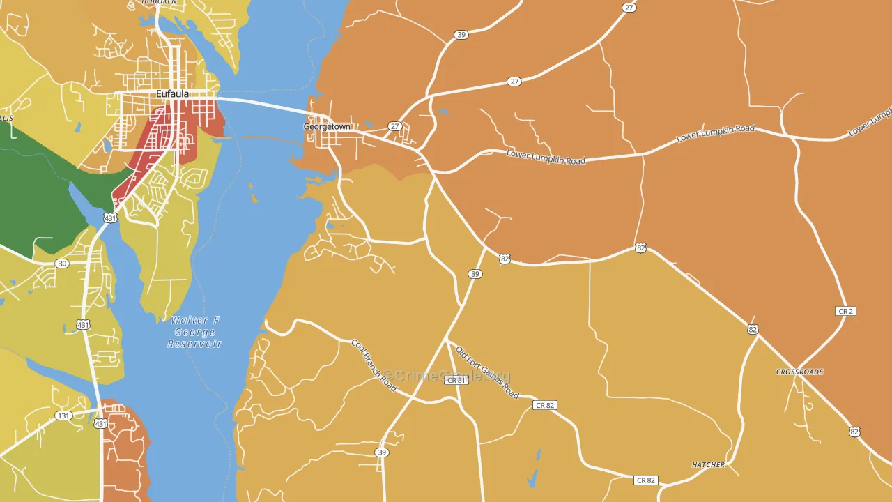 Quitman County, GA Map of Theft Rates