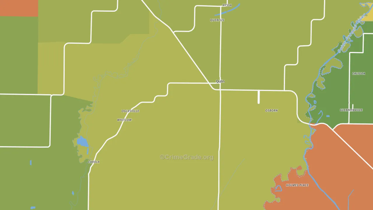 Qulin, MO Map of Theft Rates