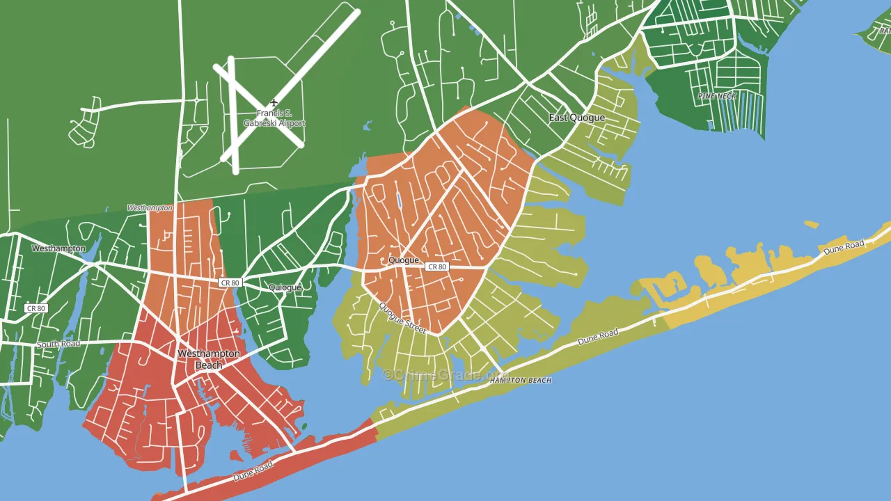 Quogue, NY Map of Theft Rates