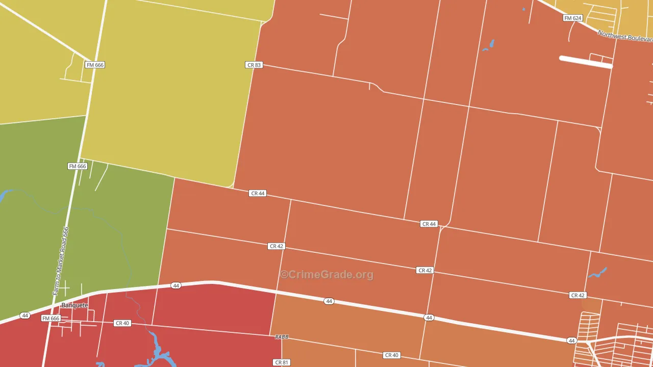 Rabb, TX Map of Theft Rates