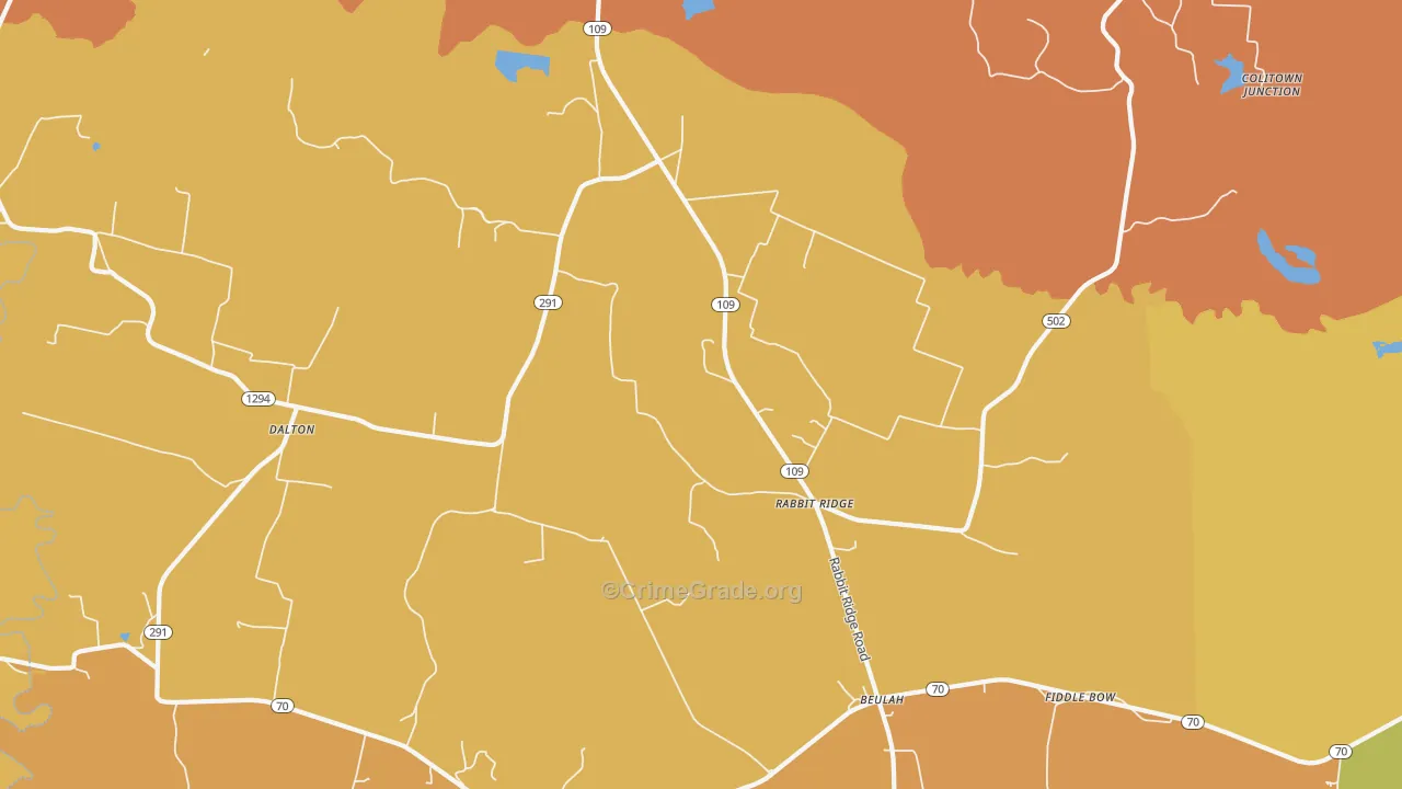 Rabbit Ridge, KY Map of Theft Rates