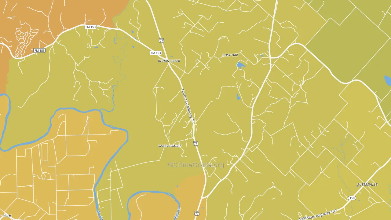 Rabbs Prairie, TX Map of Theft Rates