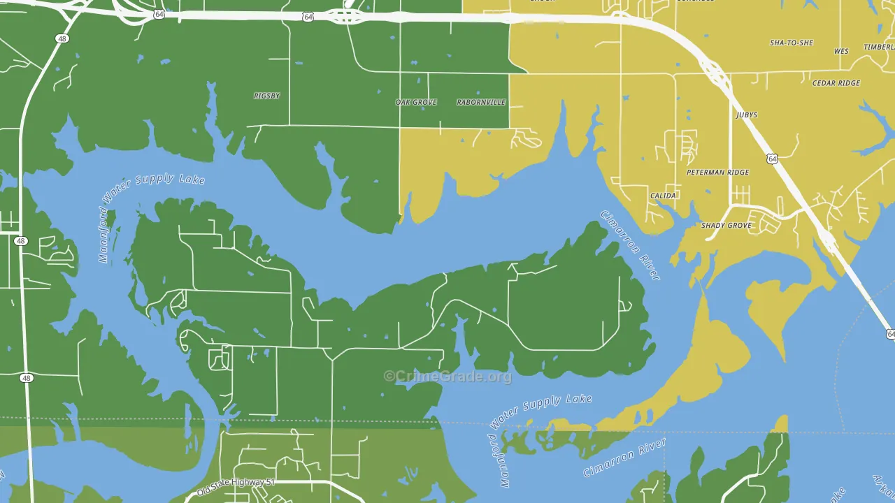 Rabornville, OK Map of Theft Rates