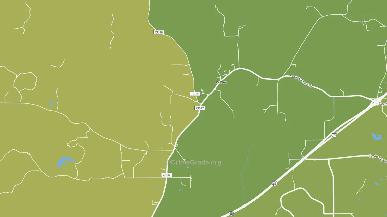 Rabun, AL Map of Theft Rates