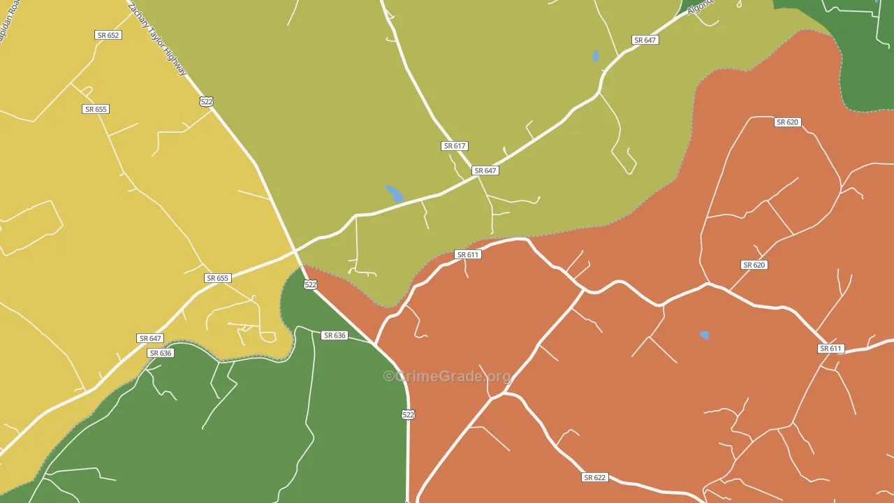 Raccoon Ford, VA Map of Theft Rates