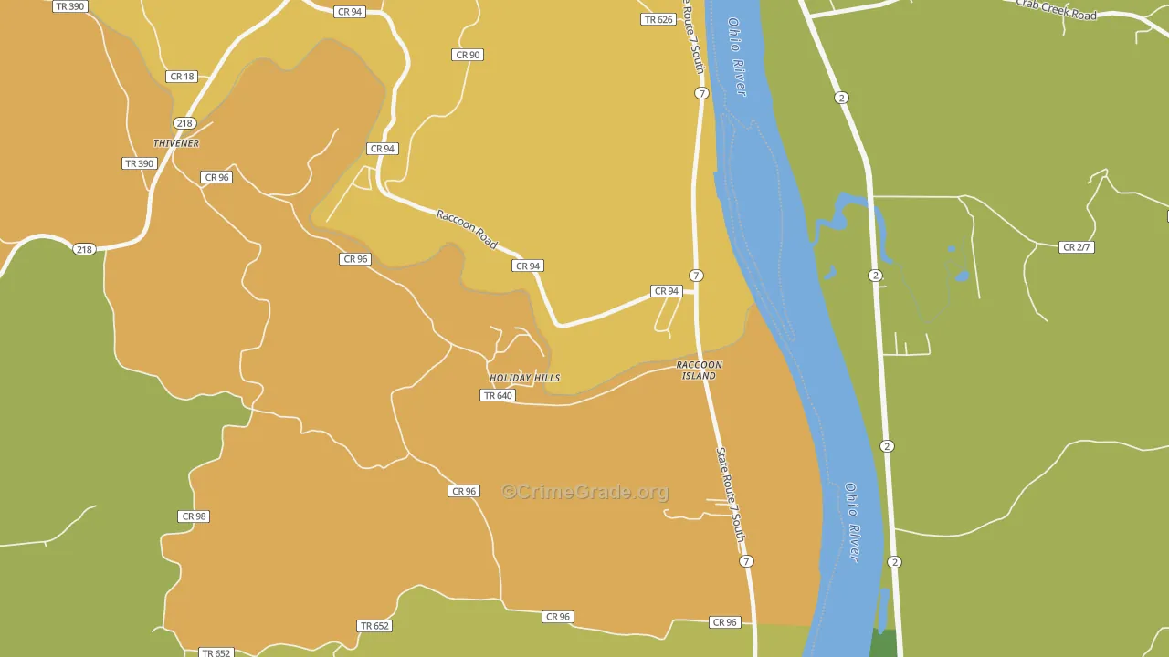 Raccoon Island, OH Map of Theft Rates