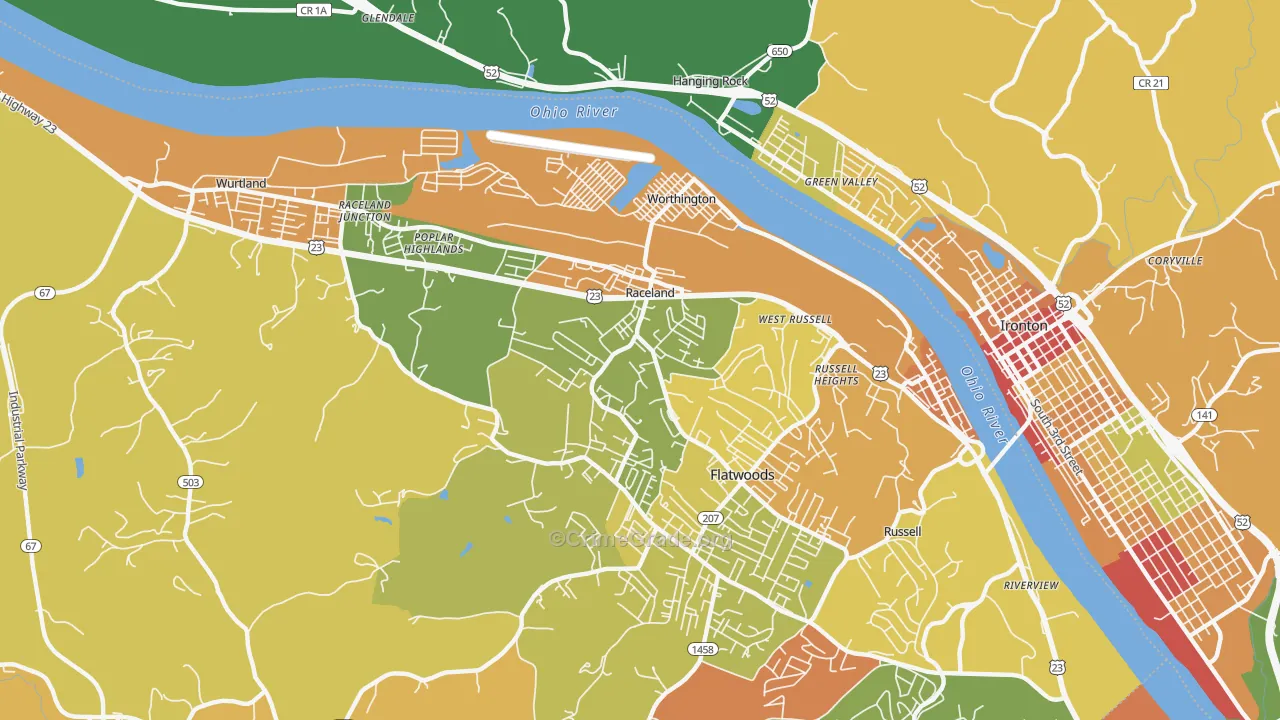 Raceland, KY Map of Theft Rates
