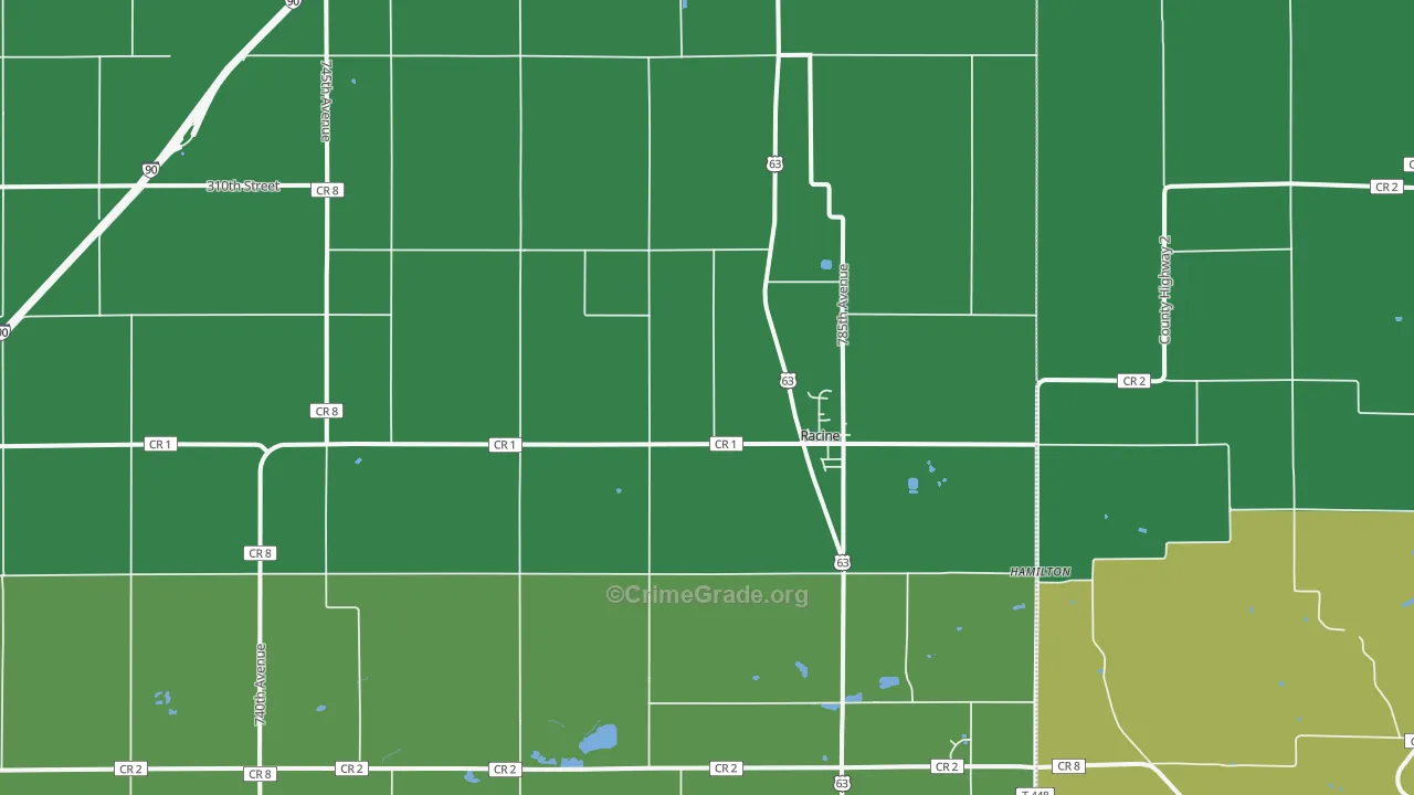 Racine, MN Map of Theft Rates