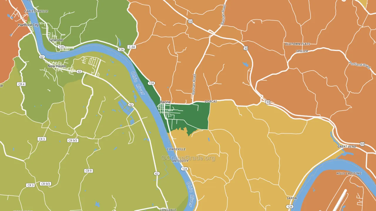 Racine, OH Map of Theft Rates
