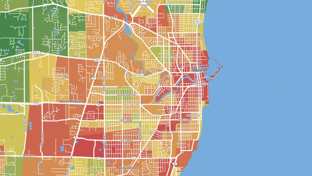 Racine, WI Map of Theft Rates