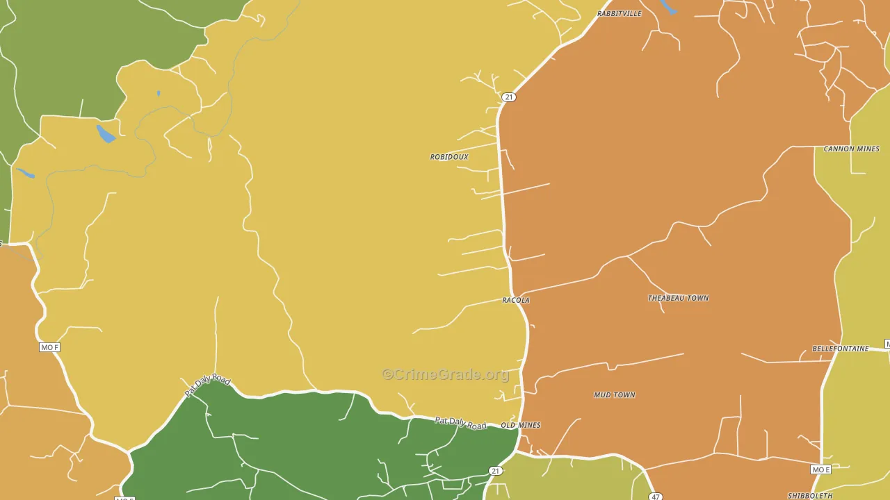 Racola, MO Map of Theft Rates
