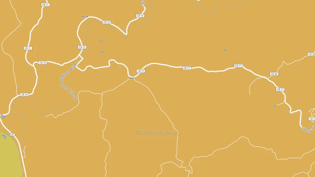Racy, WV Map of Theft Rates