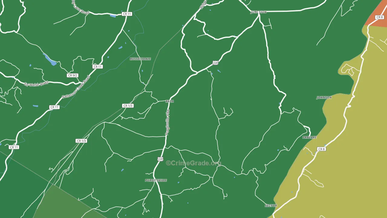 Rada, WV Map of Theft Rates