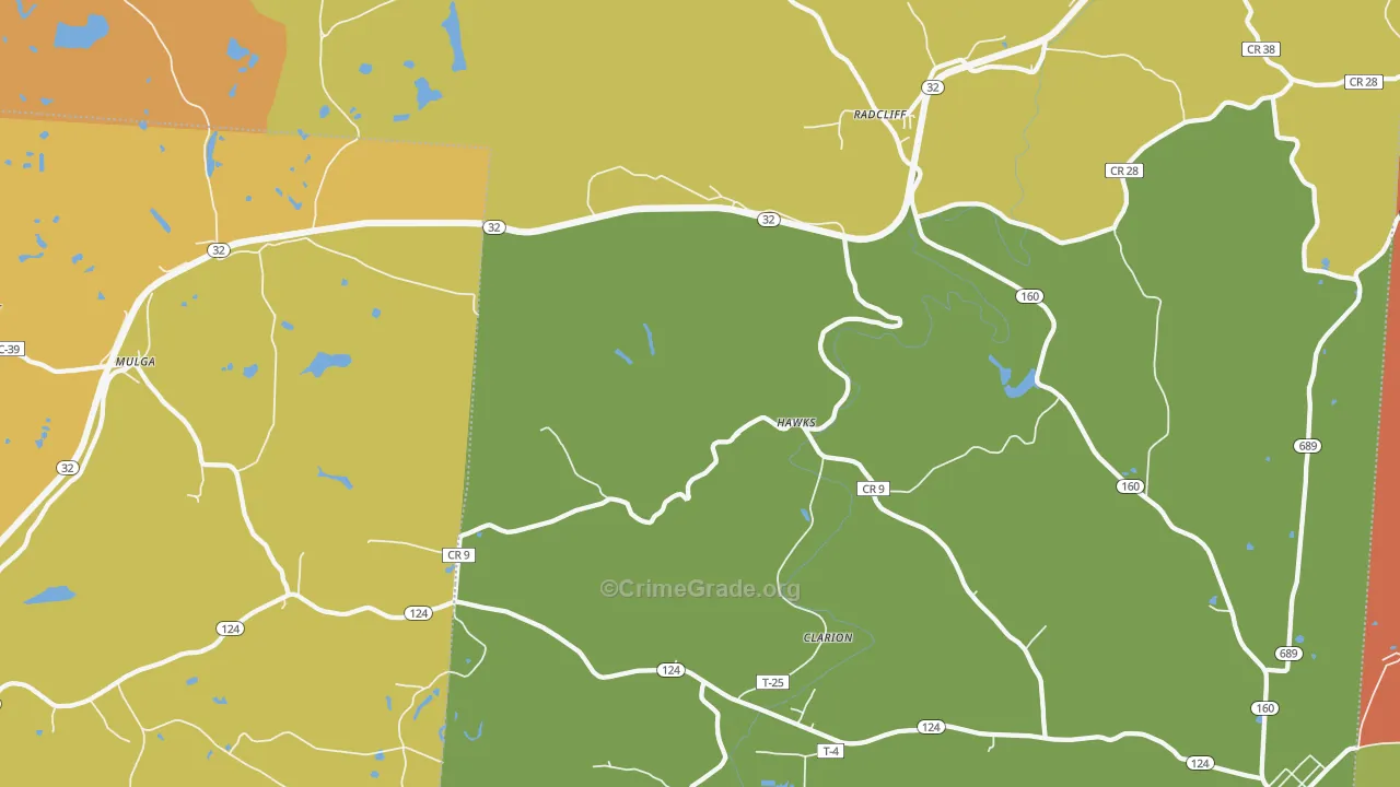 Radcliff, OH Map of Theft Rates