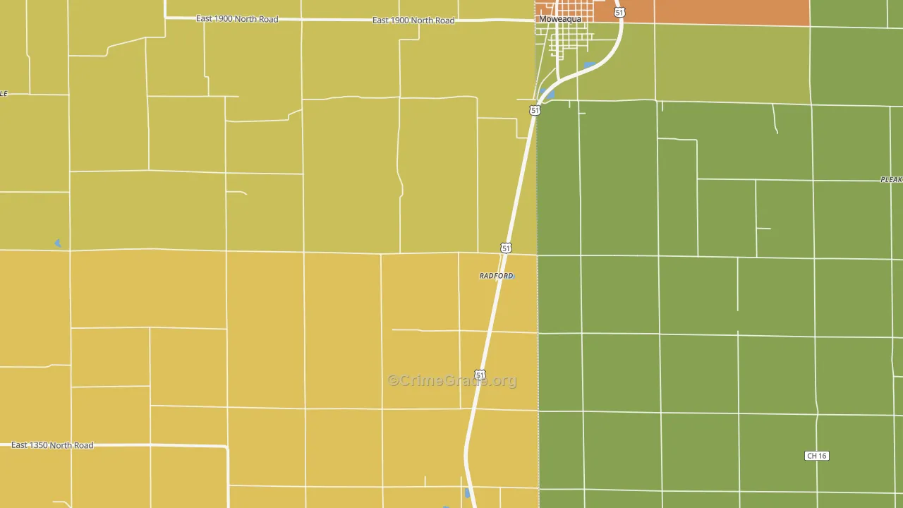 Radford, IL Map of Theft Rates