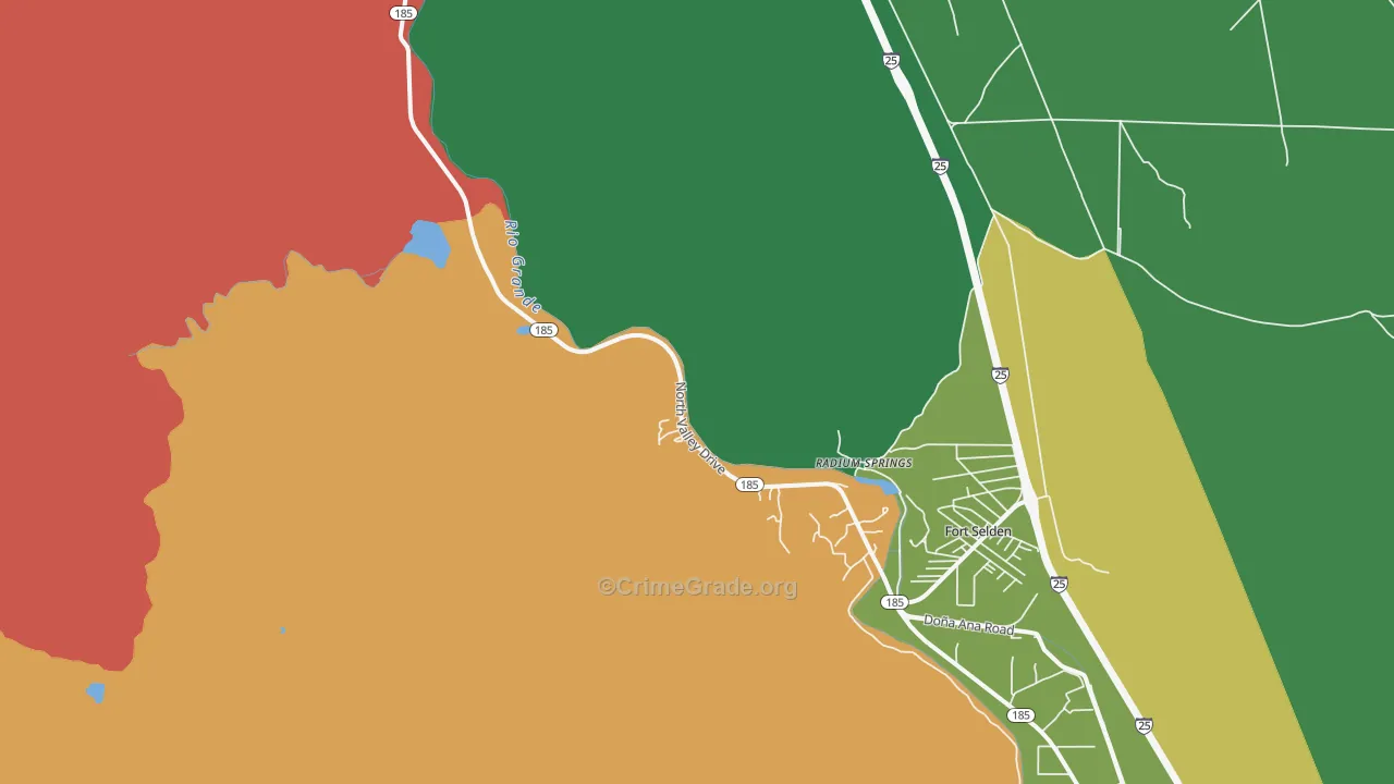 Radium Springs, NM Map of Theft Rates