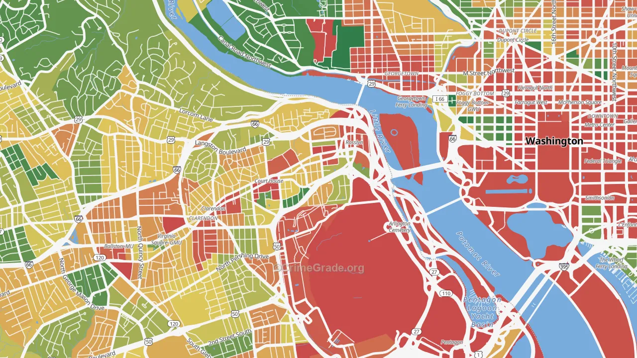 Radnor-Ft Myer Heights, Arlington, VA Map of Theft Rates