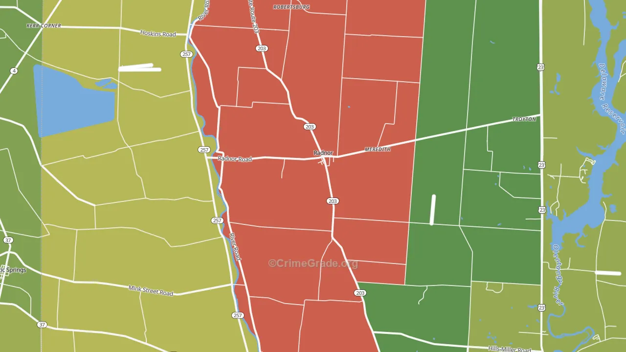 Radnor, OH Map of Theft Rates