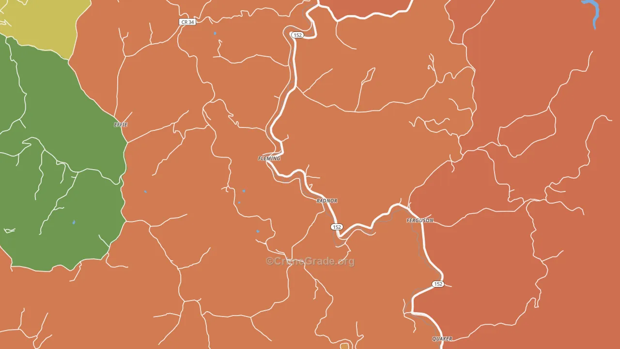 Radnor, WV Map of Theft Rates