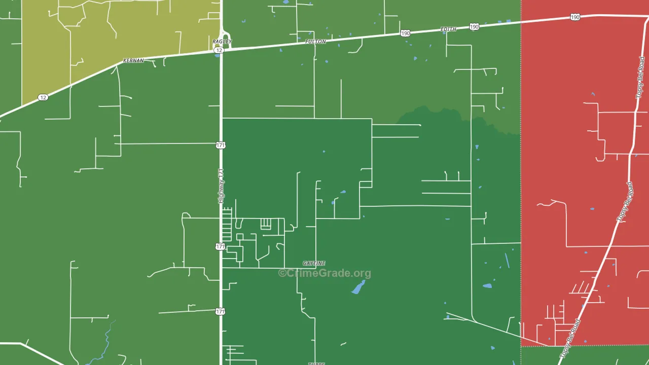 Ragley, LA Map of Theft Rates