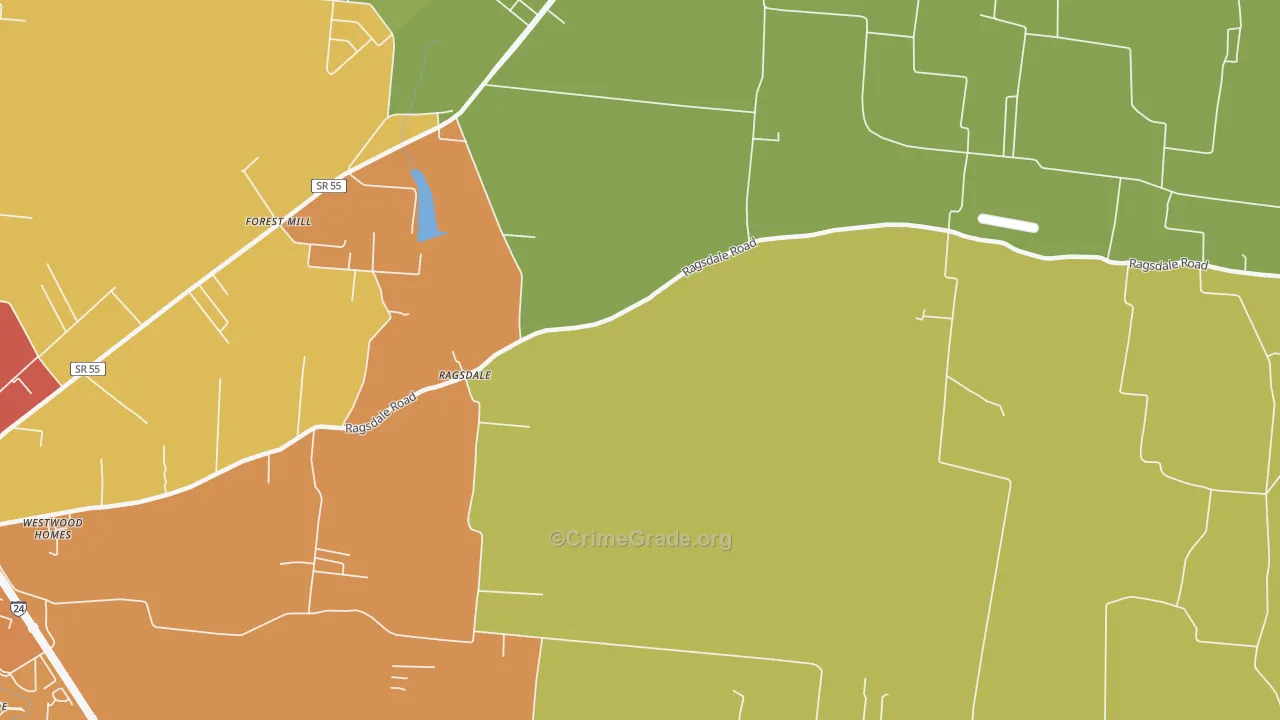 Ragsdale, TN Map of Theft Rates