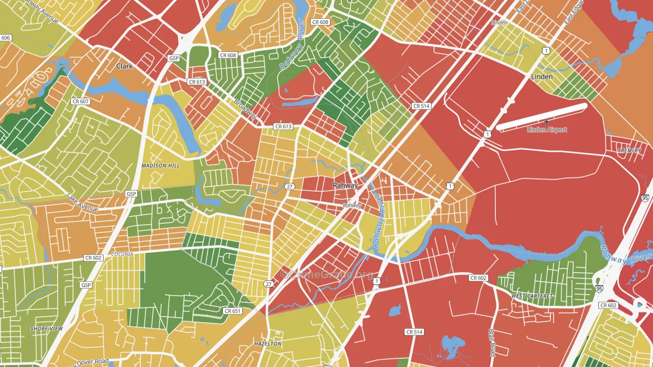 Rahway, NJ Map of Theft Rates