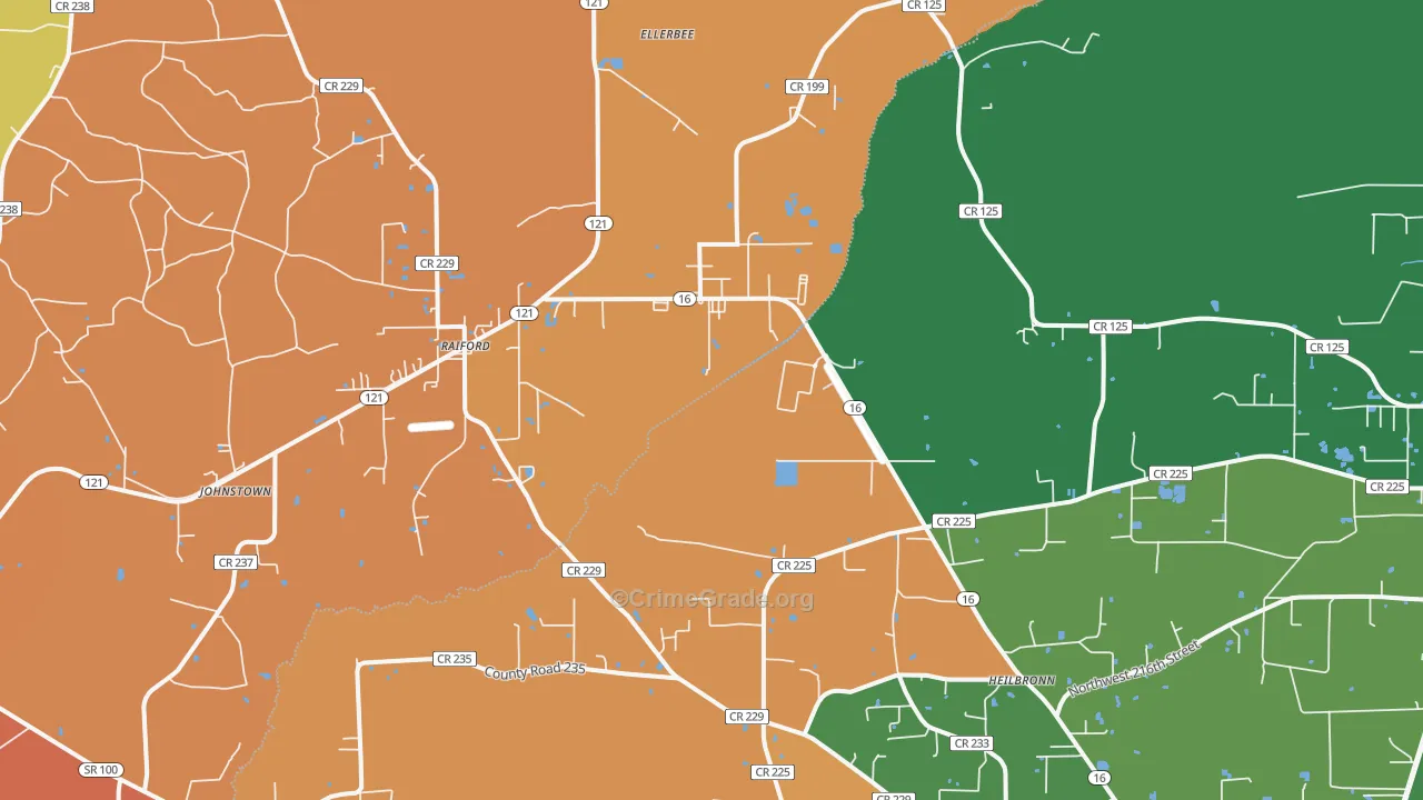 Raiford, FL Map of Theft Rates