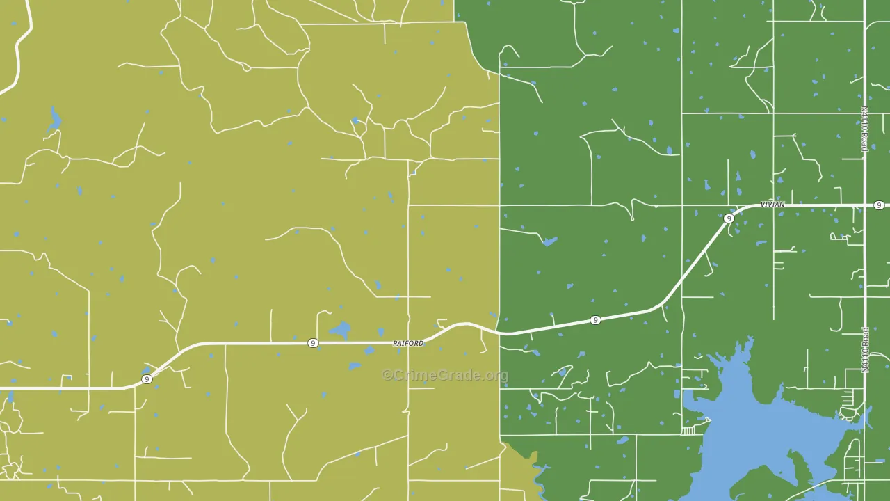 Raiford, OK Map of Theft Rates