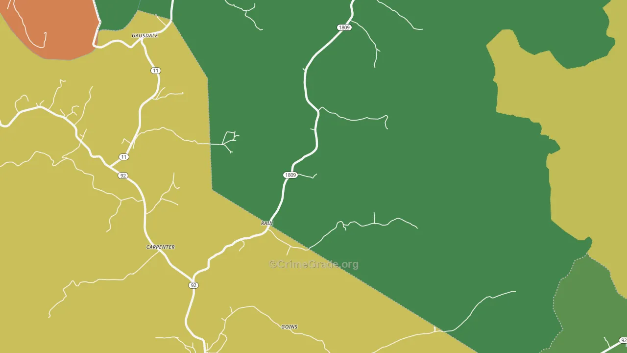 Rain, KY Map of Theft Rates