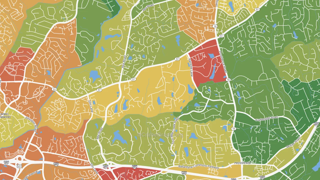 Rain Tree, Charlotte, NC Map of Theft Rates