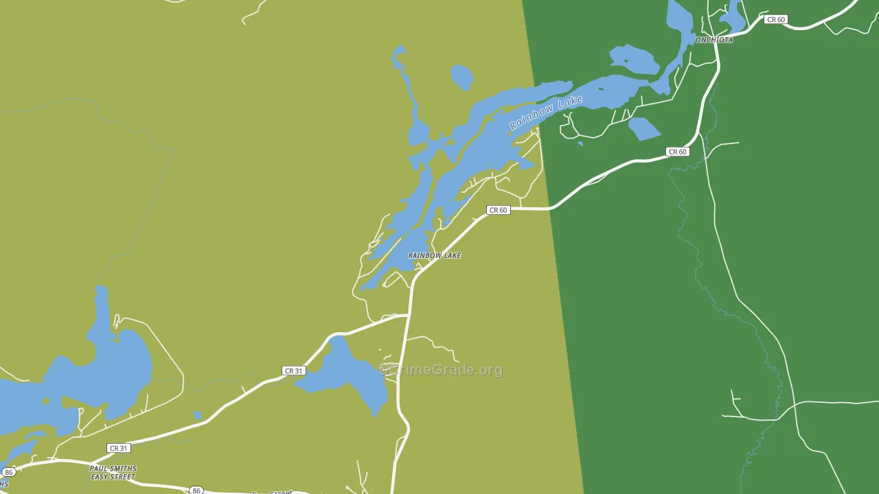 Rainbow Lake, NY Map of Theft Rates