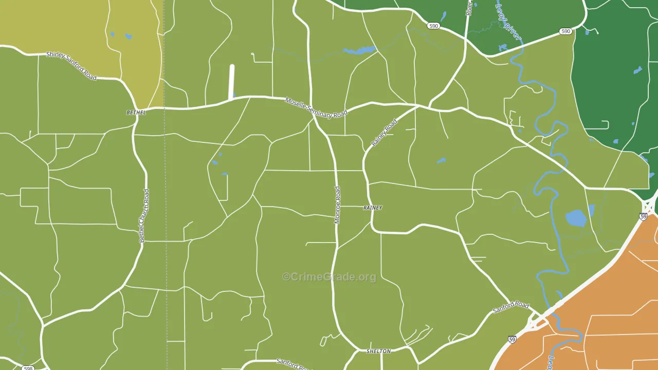 Rainey, MS Map of Theft Rates