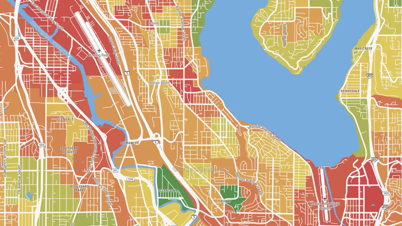 Rainier Beach, Seattle, WA Map of Theft Rates