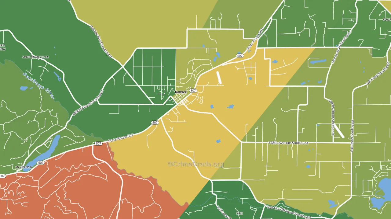 Rainier, WA Map of Theft Rates