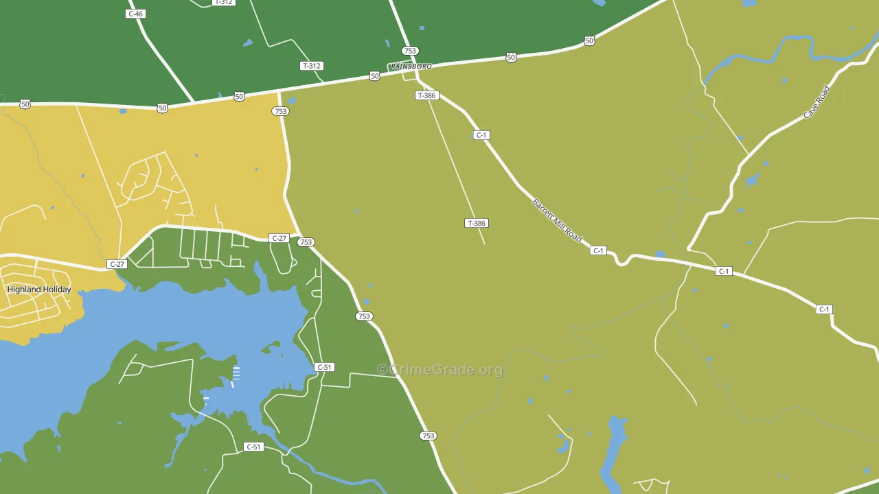 Rainsboro, OH Map of Theft Rates