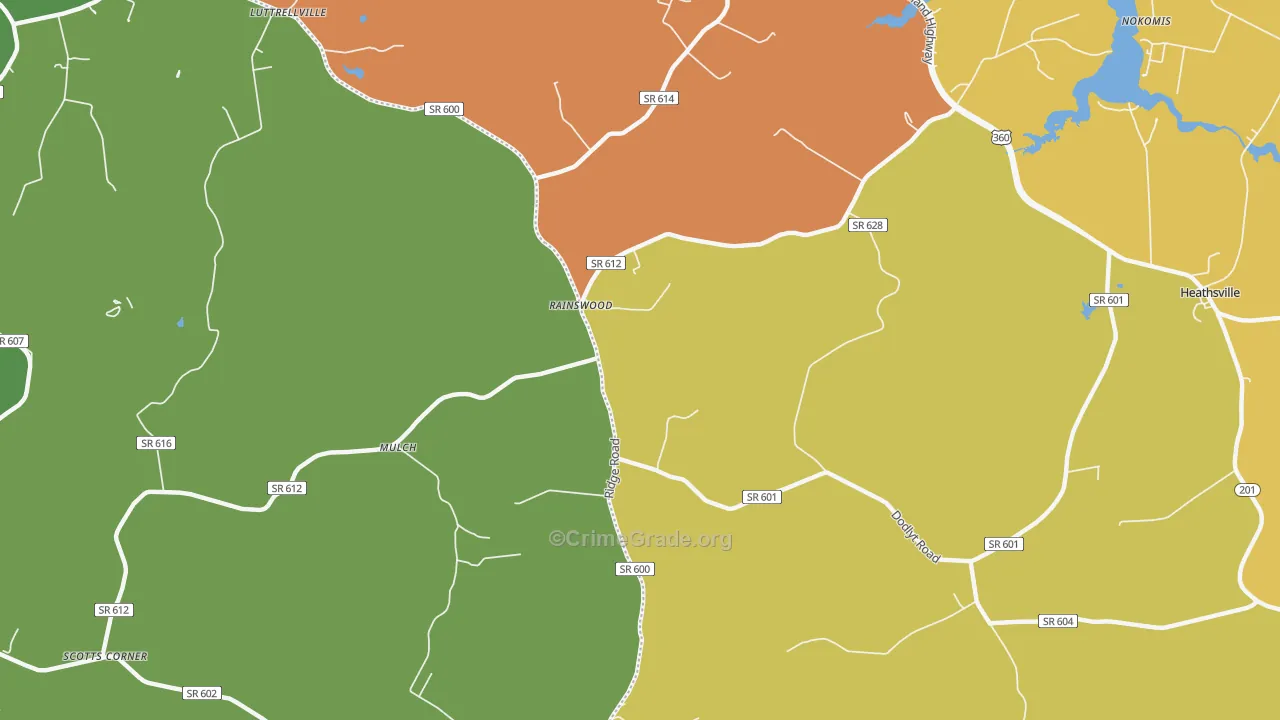 Rainswood, VA Map of Theft Rates