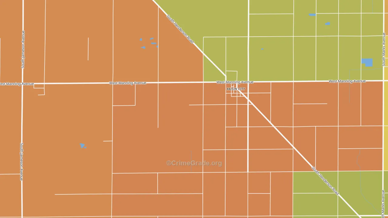 Raisin, CA Map of Theft Rates