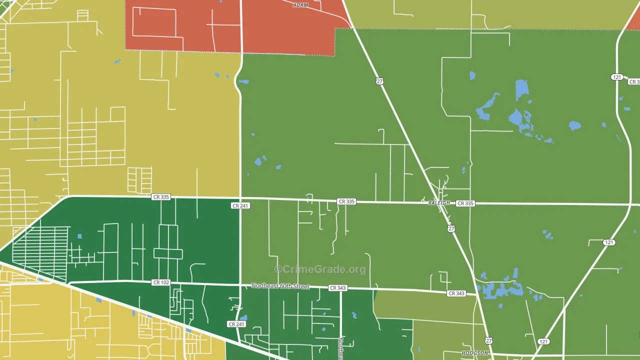 Raleigh, FL Map of Theft Rates