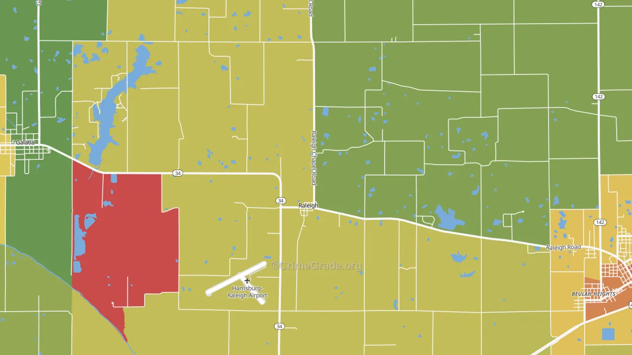 Raleigh, IL Map of Theft Rates