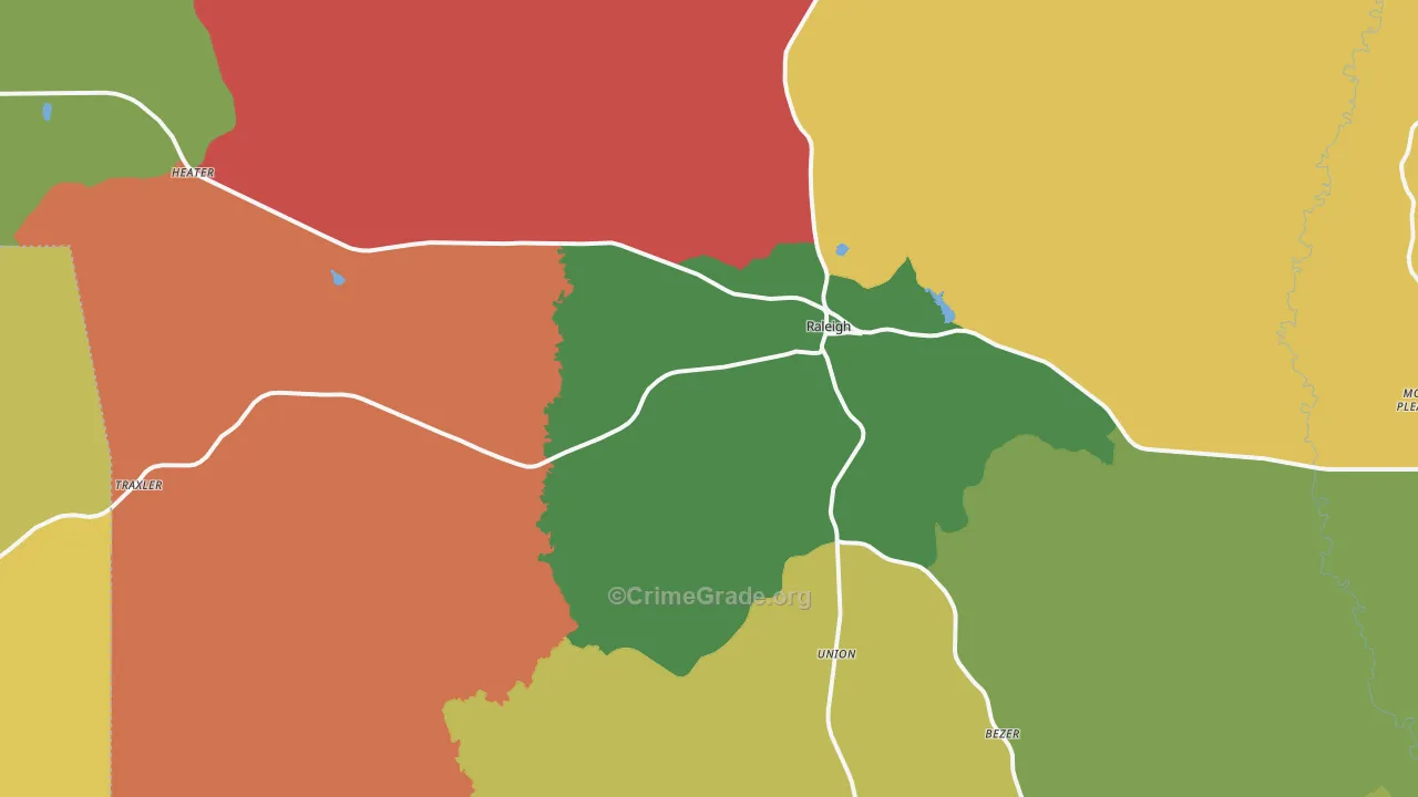 Raleigh, MS Map of Theft Rates
