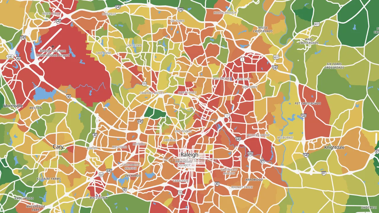 Raleigh, NC Map of Theft Rates