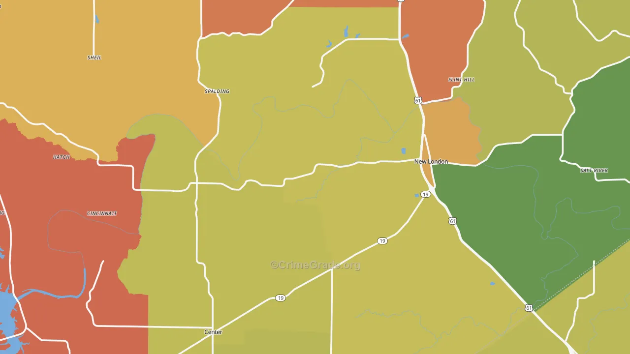 Ralls County, MO Map of Theft Rates