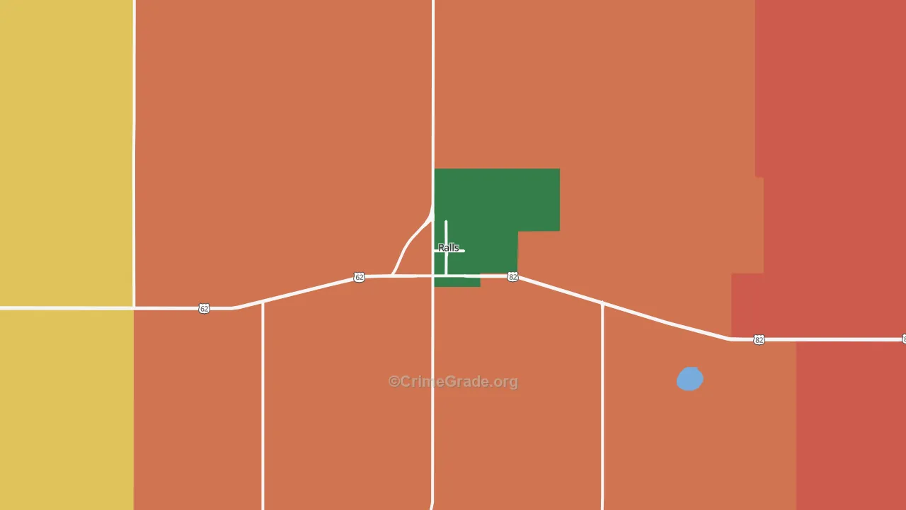 Ralls, TX Map of Theft Rates