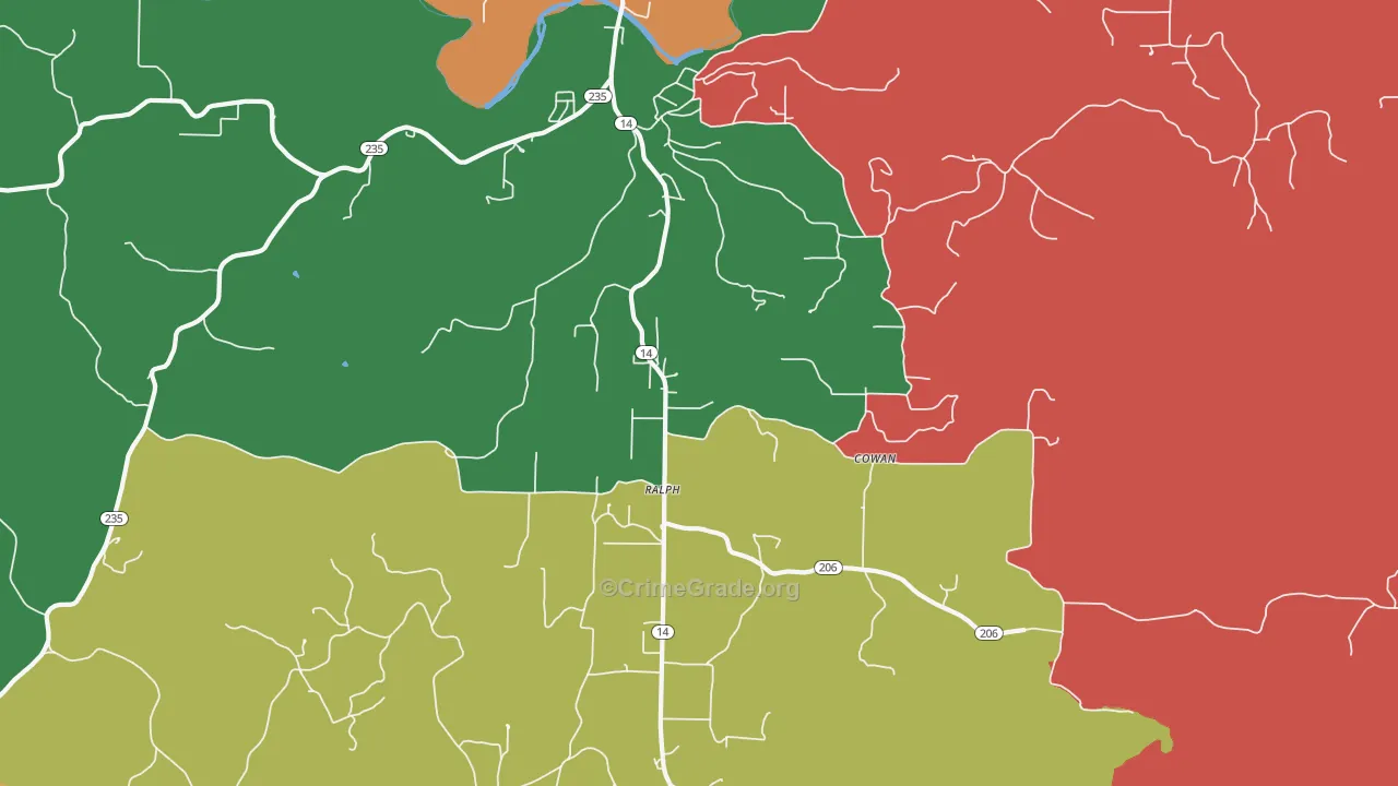 Ralph, AR Map of Theft Rates